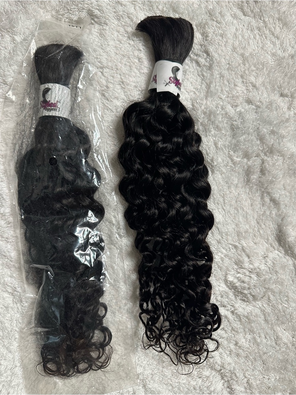 100% Italian Human hair curly piece for Boho braids 1B 200g 18” (Full head)